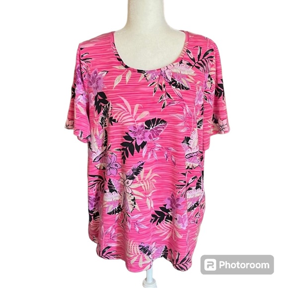 Catherine’s Pink Floral Tropical Print Top Size OX (14/16W) - Picture 1 of 10